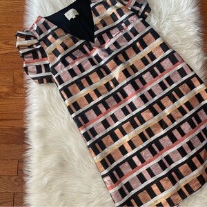 Sezane Metallic Grid Shift Dress in Black, Gold, Rose, Silver